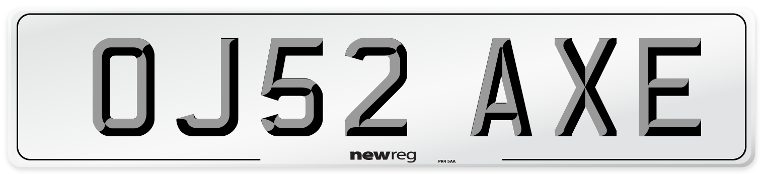 OJ52 AXE Number Plate from New Reg